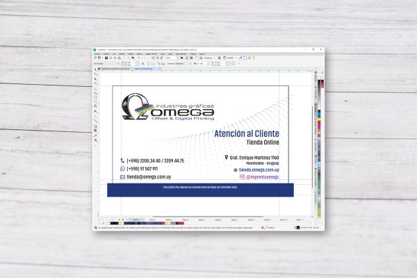 Diseño de tarjeta personal en CorelDRAW para Imprenta Omega.