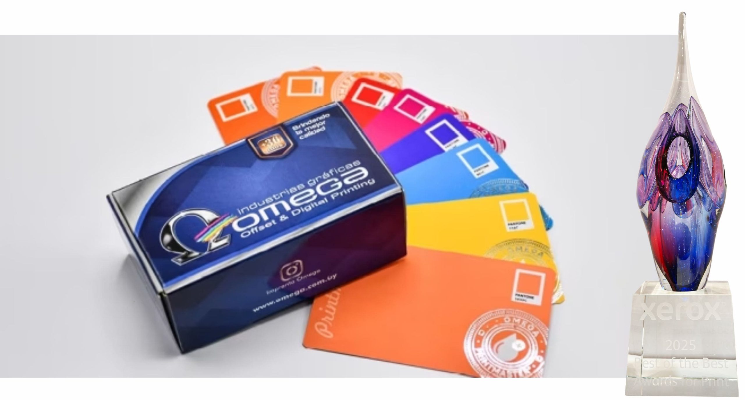 Tarjetas Omega Printmaster ganadoras del Xerox Best of the Best 2025