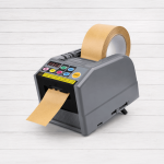 Dispensadora automática de cintas adhesivas con programación digital de longitud de corte.