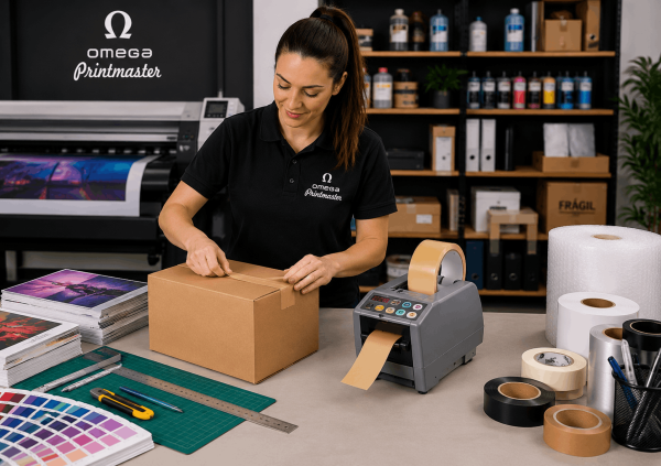 Dispensadora automática de cintas adhesivas con corte digital programable para packaging y embalaje.