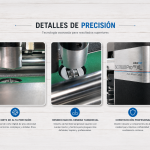 Detalles técnicos de la ColorCut SC7800 Pro-RS XL mostrando el sistema de corte digital y el exclusivo hendido macho-hembra tangencial.