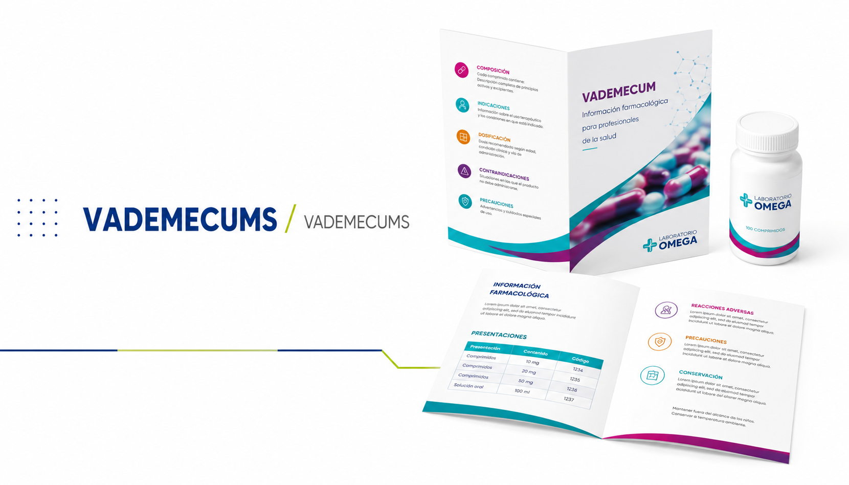 Vademécums y literatura médica impresa para laboratorios y profesionales de la salud.