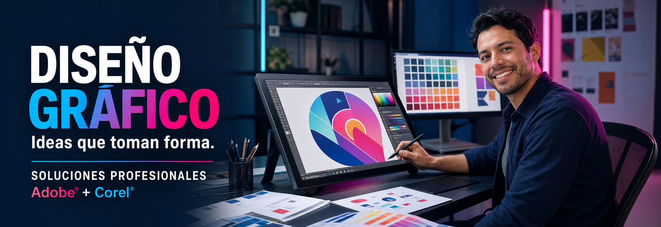 Servicio de diseño gráfico profesional de Imprenta Omega para desarrollar identidad visual, packaging, papelería corporativa, publicidad y archivos optimizados para impresión.