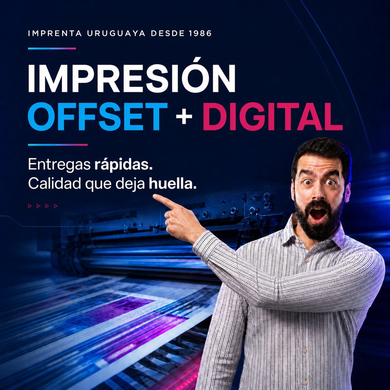 Impresión offset y digital de alta calidad en Imprenta Omega para empresas, editoriales y comercios, con entregas rápidas y más de 40 años de experiencia en Uruguay.